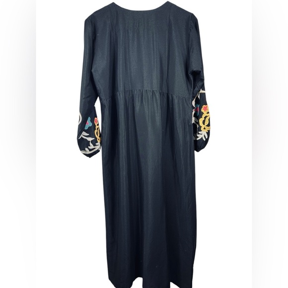 Black embroidered maxi dress, Medium, lightweight soft Flowy Boho Festival - Picture 8 of 12